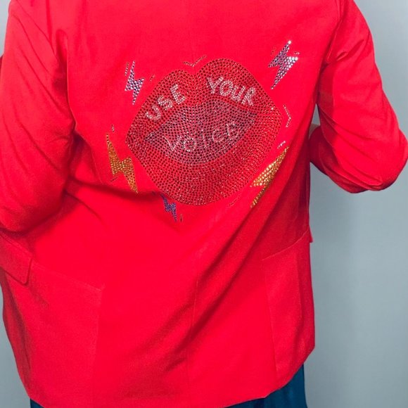 Moving Forward Red Embellished Blazer, Use Your Voice! Size Medium - Picture 4 of 4
